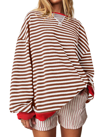 Marcelline™ – Naisten oversize-raidallinen collegepaita