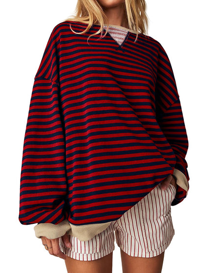 Marcelline™ – Naisten oversize-raidallinen collegepaita