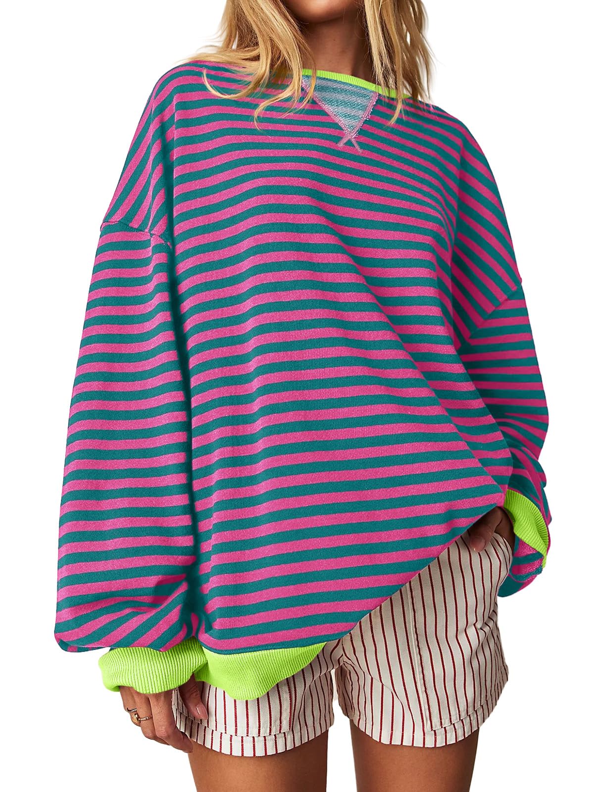 Marcelline™ – Naisten oversize-raidallinen collegepaita