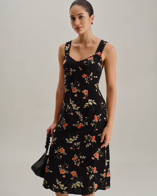Rosalie™ – Elegantti Kukallinen Slim Fit Midi-mekko