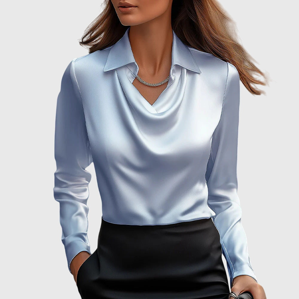 Selena™ - Satiininen drapeerattu pitkähihainen toppi