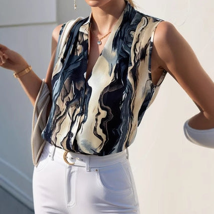 Mirelle™ – Abstrakti hihaton toppi