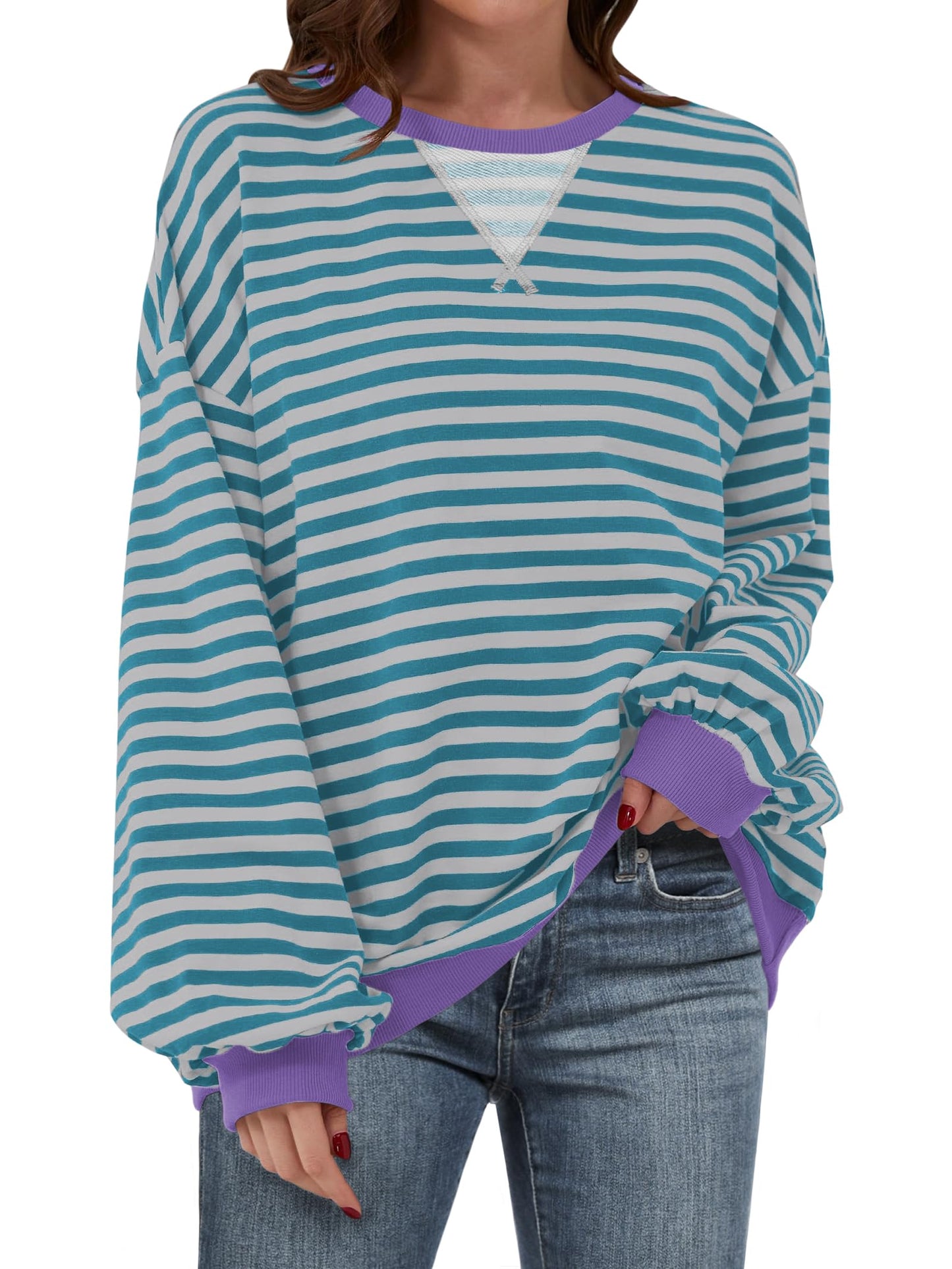 Marcelline™ – Naisten oversize-raidallinen collegepaita