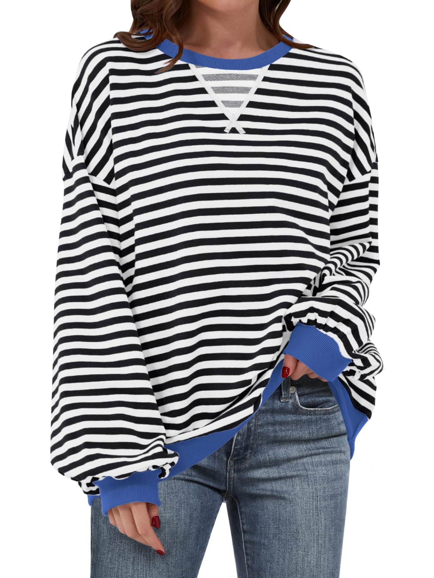 Marcelline™ – Naisten oversize-raidallinen collegepaita