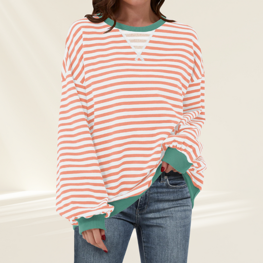 Marcelline™ – Naisten oversize-raidallinen collegepaita