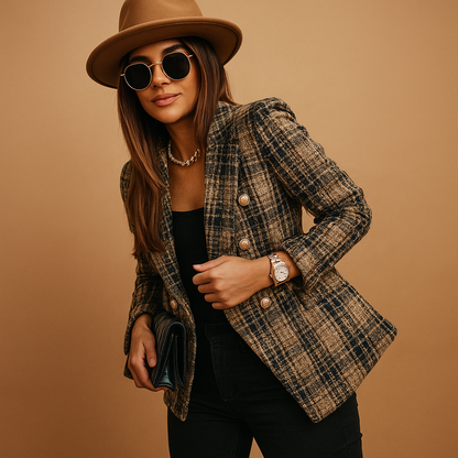 Camila™ – Tyylikäs Ruudullinen Tweed-bleiseri