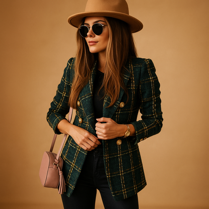 Camila™ – Tyylikäs Ruudullinen Tweed-bleiseri