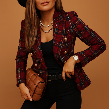 Camila™ – Tyylikäs Ruudullinen Tweed-bleiseri