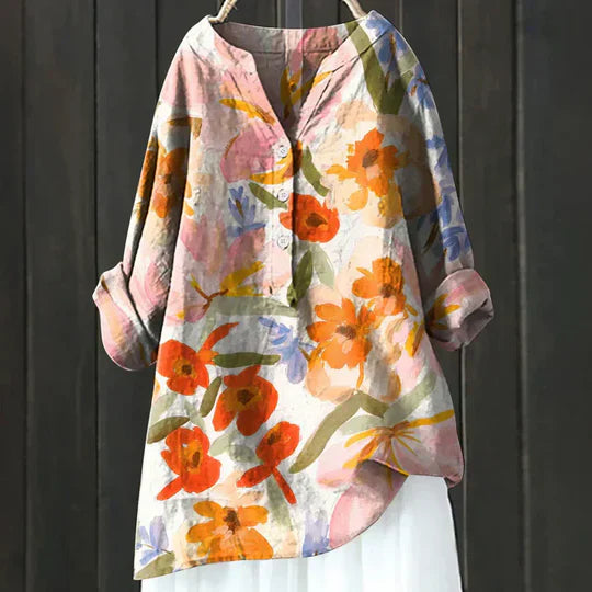 Nelda™ – Kukallinen V-pääntieblouse