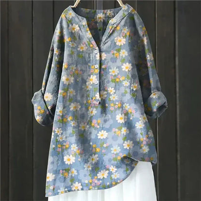 Nelda™ – Kukallinen V-pääntieblouse