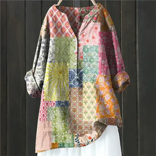 Nelda™ – Kukallinen V-pääntieblouse