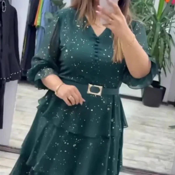 Tressa™ – Elegantti kerroksellinen sifonkimekko vyöllä